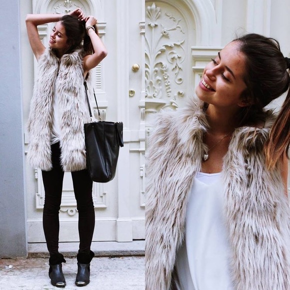 Zara Jackets & Blazers - Zara Basic Faux Fur Vest Long Gilet Sleeveless Pockets Coat Collared Medium Tan